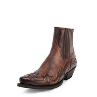 Nouvelles bottes western unisexe à talon haut et bout pointu, brossées, brodées, style vintage, mi-mollet, pour l'hiver et l'été, tailles 35-48
