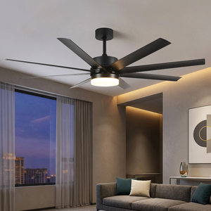 Ventilateur de plafond BLDC 60 pouces avec lampe, pales en ABS, moteur réversible 6 vitesses, LED dimmable 3 CCT, télécommande pour salon et chambre - Product Image 1