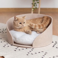 Maison de nid pour chat rond et confortable, en feutre universel, canapé-lit chaud pour chat de compagnie