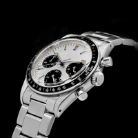 Jam Tangan Multifungsi Kustom yang Dimodifikasi dari Baja Tahan Karat 316L dengan Timer Mekanis dan Gerakan VK63A Jepang serta Bezel Digital.