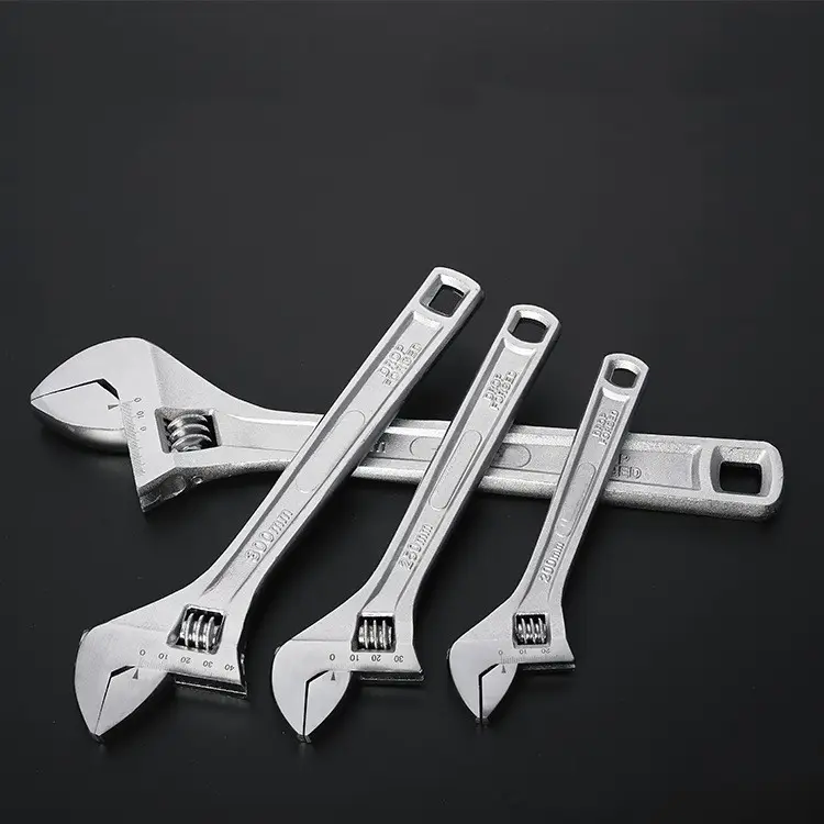 European style hardware tools 8-24 inch high carbon steel square hole large opening adjustable wrench .
