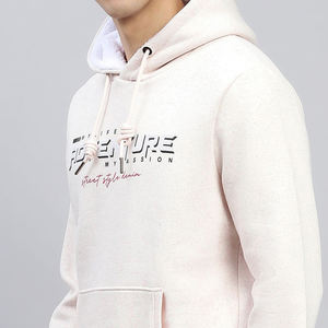 Sudadera con capucha básica de peso pesado para hombre con logotipo personalizado, sudadera con hombros caídos gruesa en blanco de mezcla de algodón, sudaderas con capucha estampadas para hombre - Product Image 2