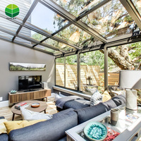 Pan-Steel modern prefabrikasi modular kaca antigores sunroom taman musim dingin ruang matahari hijau villa dapat diperpanjang