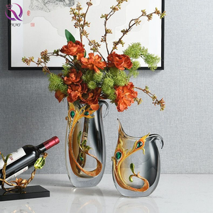 <span class=keywords><strong>Vase</strong></span> coloré en émail de <span class=keywords><strong>plume</strong></span> de paon orange <span class=keywords><strong>Vase</strong></span> de bureau en cloisonné décoratif <span class=keywords><strong>Vase</strong></span> en verre clair artistique pour autre décor à la maison - Product Image 1