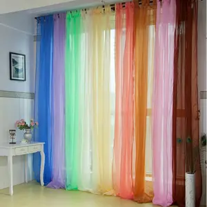 wide width flame retardant 100% polyester voile curtain fabric colorful polyester sheer curtain