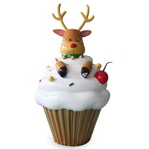 Decorazione di natale all'aperto gigante decorativo in fibra di vetro statua Cupcake con <span class=keywords><strong>alce</strong></span> - Product Image 1