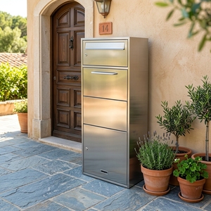 Boîte aux lettres murale de luxe pour villa, résistante aux intempéries, anti-effraction, en acier inoxydable SUS304, 48L, pour <span class=keywords><strong>colis</strong></span> et courrier - Product Image 1