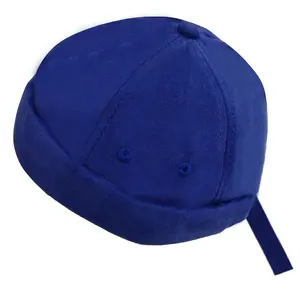 Topi kupluk tanpa tepi merek kustom topi Beanie Docker tanpa pinggiran 6 Panel kosong dengan gesper logam yang dapat disesuaikan