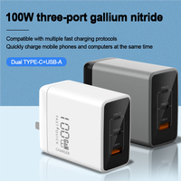 Bloc chargeur mural USB C 100W, 3 ports multi-GaN II Smart PD, charge ultra-rapide, adaptateur secteur compact pour ordinateurs portables, iPhone Galaxx