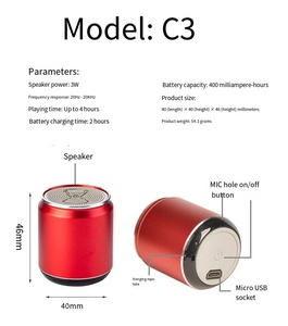Altavoz Inalámbrico Mini MQ <span class=keywords><strong>C1</strong></span>, Sistema de Sonido Portátil de Metal con Bajos Potentes, Diseño de Lata de Refresco, Sonido Fuerte, Recargable - Product Image 6