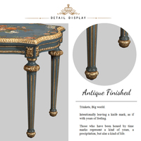 Table d'appoint en bois massif de style européen Yips LD-1604-1394, sculptée à la main, peinte à la main avec un motif floral, pour salon, chambre à coucher, style classique