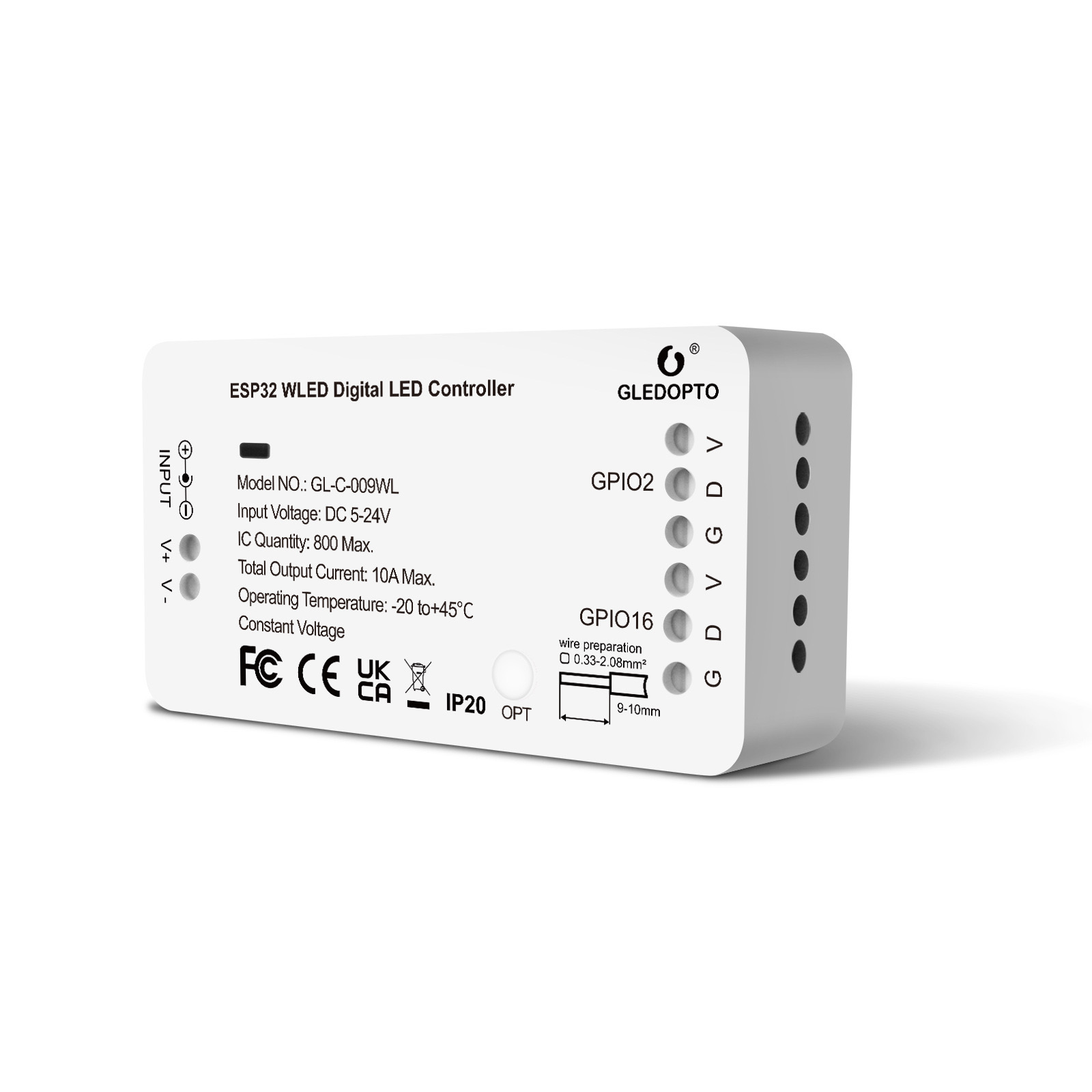 Esp32 Wled-controller met microfoondownload voor NeoPixel (WS2812B, WS2811, SK6812, WS 2801 APA 012, APA104) of zelfs 5-24 V SPI chipsets