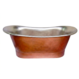 Bañera Ovalada Independiente de Cobre, Diseño Elegante y Duradero de Acero Inoxidable para Adultos - Artesanía India - Product Image 1