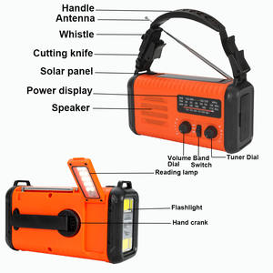 Gran oferta, Radio portátil de supervivencia de emergencia de 20000mAh con altavoz SOS y linterna de 3 modos, lámpara de lectura con manivela para uso doméstico - Product Image 4