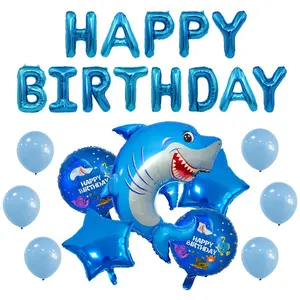 2022 novo da Festa de Aniversário Decoração Balão de Brinquedo Oceano Tubarão Lanterna Peixe Baleia Sea Lion Forma Dos Desenhos Animados de Alumínio Balão Filme