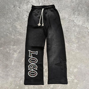Conjunto de Chándal Vintage para <span class=keywords><strong>Hombre</strong></span> con Estampado de Diamantes de Imitación Personalizado, Lavado Ácido, Sudadera con Cremallera y Pantalones de Chándal, Cortavientos - Product Image 3