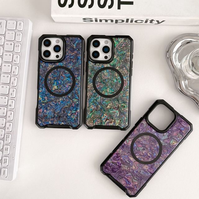 IMD colorful mother-of-pearl magnetic mobile phone case suitable for iPhone 17 16 promax colorful laser shell pattern