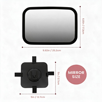 Miroir de voiture pour bébé en acrylique incassable, lentille convexe, pivotant à 360°, sangle réglable, coussin antidérapant, lumière USB, fixation murale
