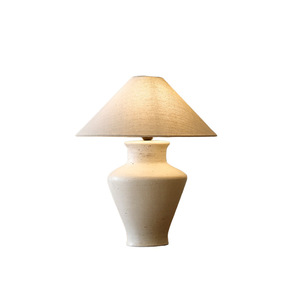New Table Lamp - Ceramic <strong>Vase</strong> Design Vintage Style <strong>Lighting</strong> with Linen Fabric Lampshade Sustainable Lamps <strong>for</strong> Home Decoration - Product Image 3