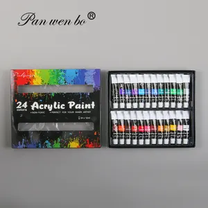 Venta al por mayor colores surtidos artistas profesionales no tóxicos pintura de color acrílico 24 colores pintura acrílica conjunto de pinturas acrílicas
