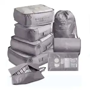 Terlaris 8 buah Set koper kubus pengepakan tas pengatur penyimpanan perjalanan