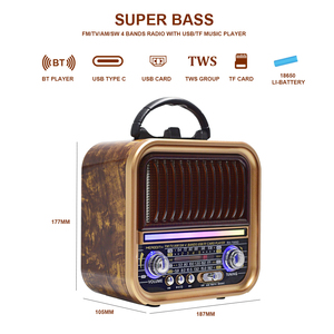 <span class=keywords><strong>Radio</strong></span> Retrò di Alta Qualità AM/<span class=keywords><strong>TV</strong></span>/FM/SW a 4 Bande con Pannello Solare e Luce Disco - Product Image 3