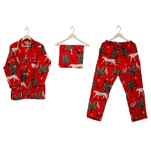 Conjunto de Pijama para Mujer, Hecho a Mano en India, 100% Algodón, con Estampado Floral Elegante, Térmico, para Verano, Suave, Transpirable, de Secado Rápido - Product Image 1