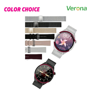 Montre connectée haut de gamme avec <span class=keywords><strong>lunette</strong></span> rouge, bracelet en maille d'acier inoxydable, écran TFT, étanche IP67, cadran analogique classique pour le bureau et les affaires - Product Image 3