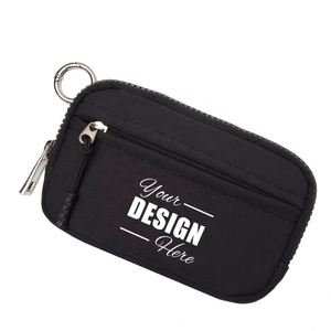 Porte-clés portefeuille Iris personnalisé - Étui à cartes noir avec fermeture éclair et fenêtre d'identification pour cadeau promotionnel, design compact et élégant - Product Image 1