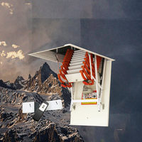 Henzs Échelle de grenier électrique intérieure moderne et durable, escabeau télescopique rétractable à télécommande en aluminium et magnésium