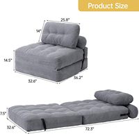Canapé-lit pliant Chaise-lit convertible Canapé au sol pour adultes avec support dorsal et oreiller Canapé-salon confortable au sol