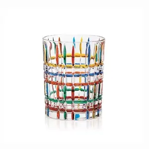 Groothandel Gekleurde Handgemaakte Crystal Geweven Oragami Gebogen Handgeschilderde Wijn Gewogen Premium Whiskyglas