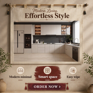 Mobili da <span class=keywords><strong>Cucina</strong></span> Modulari Stile Mid-Century in Legno Massello Noce Caldo con Chiusura Ammortizzata Senza Telaio <span class=keywords><strong>Dimensioni</strong></span> Personalizzabili - Product Image 3