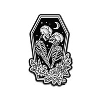 Épinglette en émail personnalisée en forme de tête de squelette, badge métallique gothique pour fête d'Halloween, cadeau promotionnel et souvenir