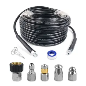 15-30m Pressure Washer Drain Pipe Hose Cleaning Kit with Jet Nozzle and Rotating Jet Nozzle