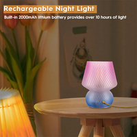 Lampe champignon rechargeable à LED Luminosité en 2 étapes: 30% et 100% Lampe de table tactile sans fil pour éclairage décoratif portable d'intérieur