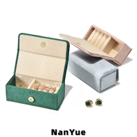 Boîte à bijoux rectangulaire en velours, petite, pour la vente en gros, mini-organisateur de luxe avec fermeture magnétique, personnalisable avec logo, pour bagues et boucles d'oreilles
