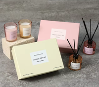Meilleures ventes transfrontalières : Ensemble de bougies d'aromathérapie en cire de soja faites à la main, diffuseur à bâtonnets, boîte en papier, souvenir Pâques Diwali Fête des Pères