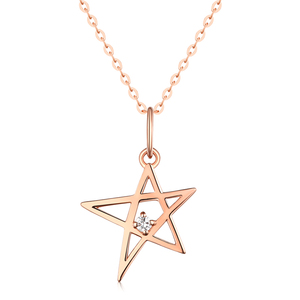 Pendentif étoile à cinq branches 14K collier en or, bijoux en or pur rose rose pendentif sur <span class=keywords><strong>le</strong></span> thème - Product Image 2