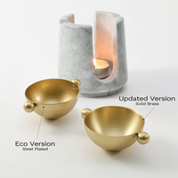 Brûleur d'huiles essentielles en marbre blanc de luxe moderne Maxery, diffuseur d'arômes en laiton, porte-bougie chauffe-plat en marbre véritable pour la maison, le spa et l'hôtel