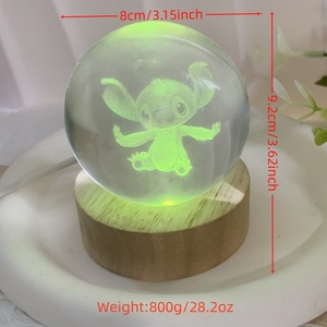 Lampe boule de cristal laser 3D système solaire pour enfants lampe de nuit lampe boule ronde romantique 3D intérieur salle d'étude décor de chevet - Product Image 2