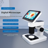 1000X Kids Digital Microscope with 4.3 Inch Screen 1080P HD IP54 8 LED Portable Cute Science Educational Gift for Children
