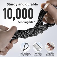 Câble de données USB Type-C vers Type-C PD à tressage rotatif à double tête à 180 degrés, conducteur en cuivre pur, extension de 2 mètres, transfert rapide de données