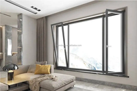 Ventana Moderna de Fibra de Vidrio con Doble Acristalamiento, Ventana Abatible y Giratoria, Ventana Abatible de PVC