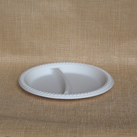 Assiette alimentaire jetable ronde biodégradable en amidon de maïs à 2 compartiments de 8 pouces pour la restauration en gros