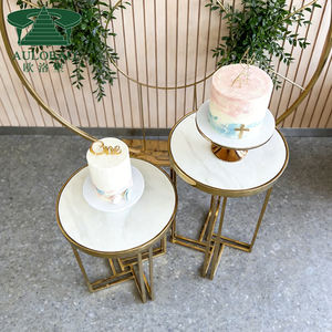 Muebles para fiestas, pedestal de acero inoxidable dorado para postres, para decoración navideña - Product Image 3