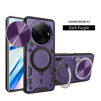 Pour Xiaomi Redmi A3/Redmi Note 13 Pro/Note 13 lentille de protection fenêtre coulissante voiture porte-anneau magnétique armure étui de téléphone portable