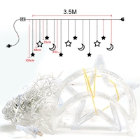 220V Plug-in Intérieur LED Fée Lumière Rideau Ramadan Eid Noël Lune Étoile Décoration en Plastique IP44 Classé