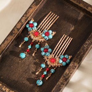 Petit peigne à cheveux de style ancien, épingle à cheveux, ornement capillaire, nouveau style chinois Hanfu, accessoire pour chignon. - Product Image 2