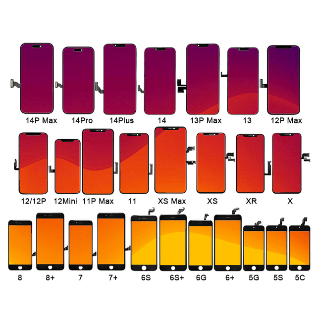 Original Complete GX LCD Back Screen Display for iPhone 15 14 Pro Max 13 12 11 Pro Xs Xr X Mini 8 Plus 7 Mobile Phone LCDs